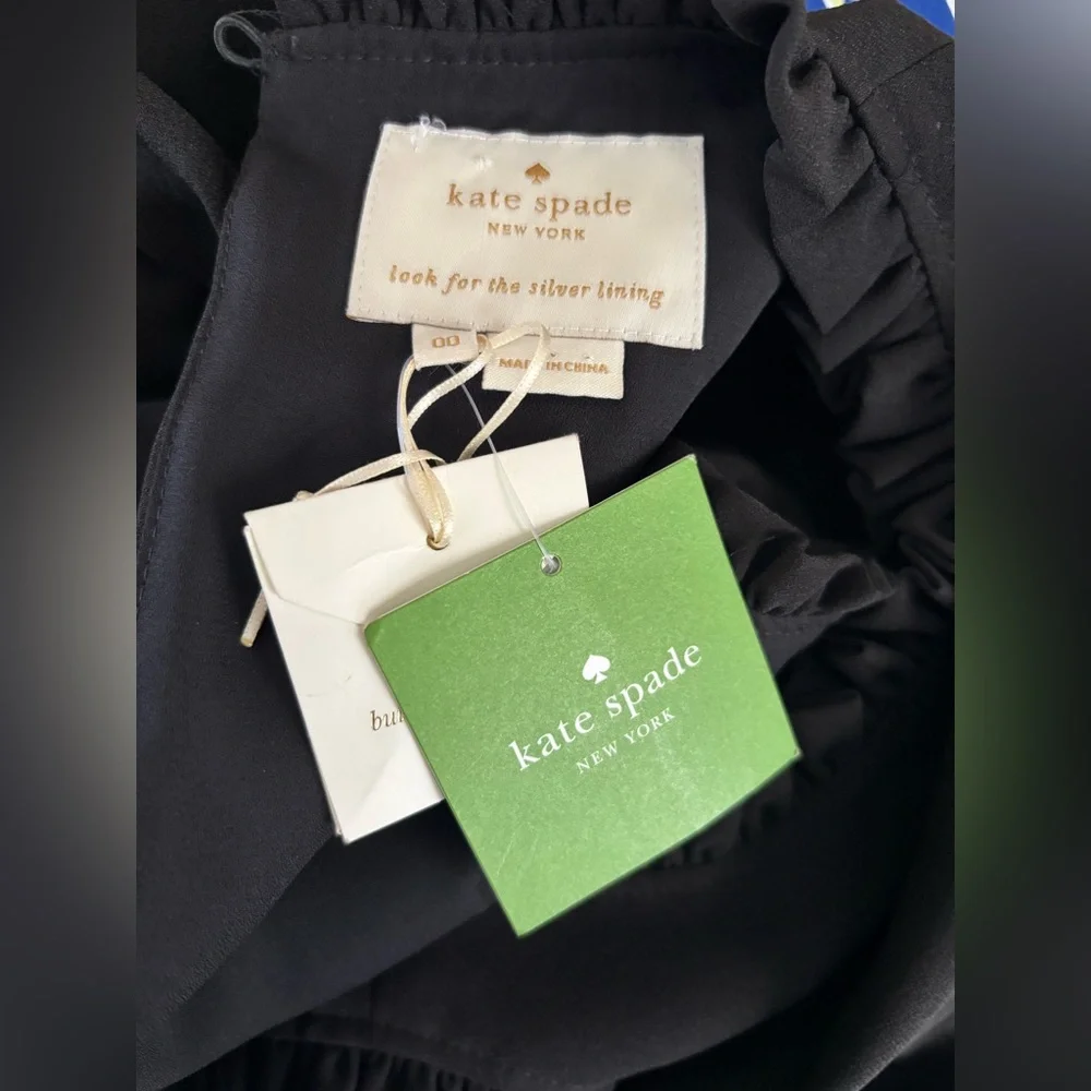 KATE SPADE Ma Cherie Black Ruffle Dress New Size 00 NWT - Picture 4 of 7